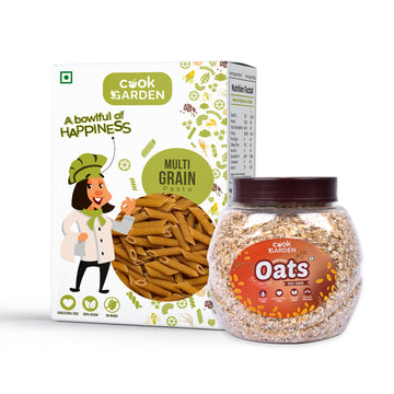 Instant Oats & Multigrain Pasta Combo, Wholegrain Breakfast, High Protein and Fibre Jar, (500g+300g)